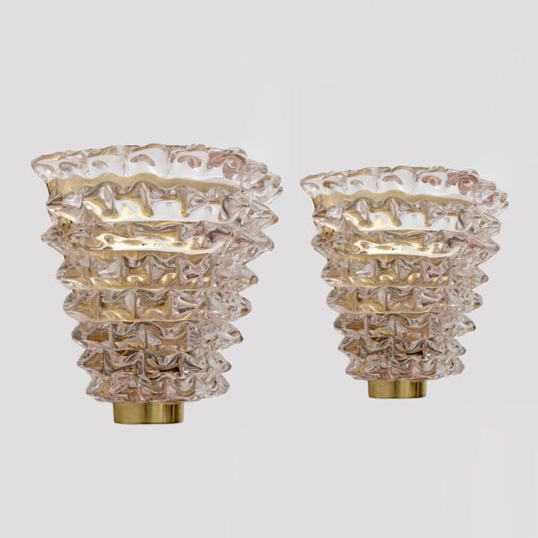 Pair of Italian "Rostrato" Murano Glass Sconces