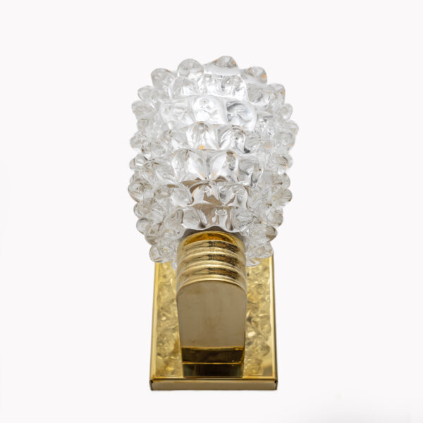 Barovier & Toso Style Brass and Rostrato Murano Glass Sconces - Image 5