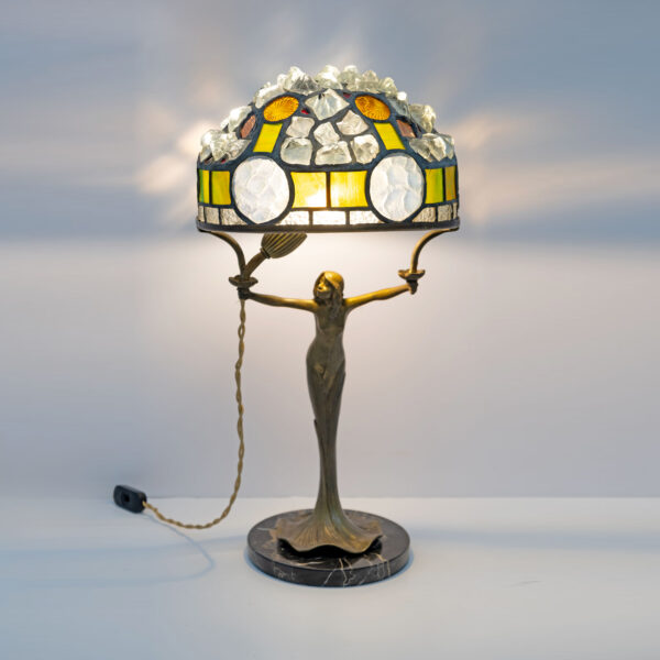 Art Nouveau French Table Lamp "Tiffany Style", 1930s - Image 7