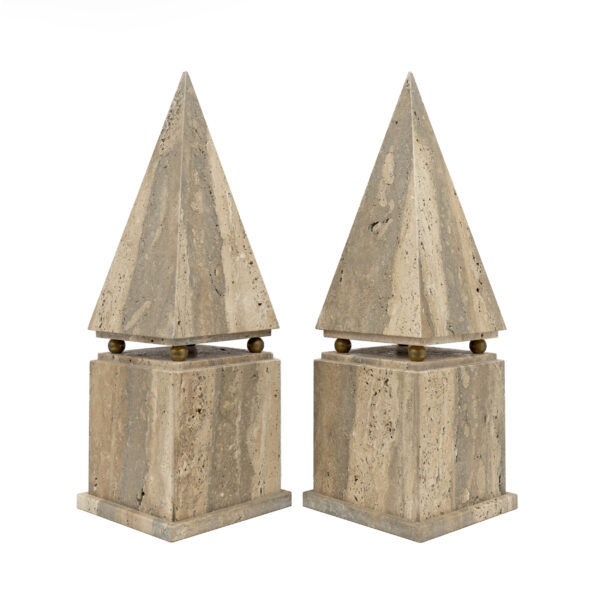 Pair of Italian Minimalist Roman Travertine Obelisk, Italy, 1970 - Image 4