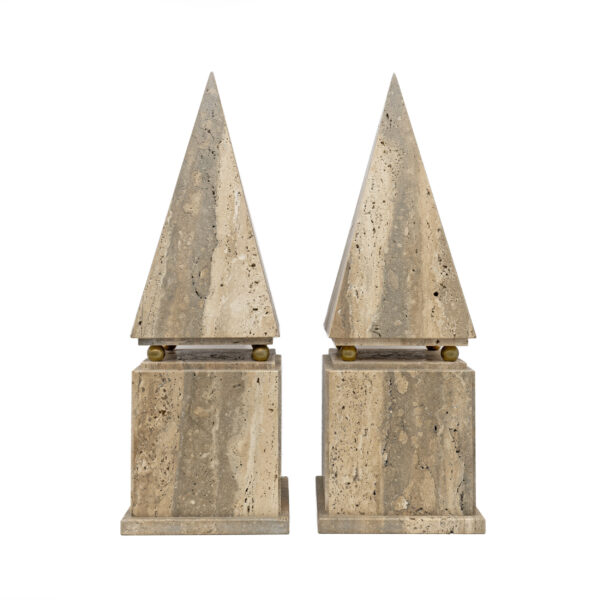 Pair of Italian Minimalist Roman Travertine Obelisk, Italy, 1970 - Image 5