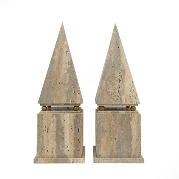 Pair of Italian Minimalist Roman Travertine Obelisk, Italy, 1970 - Image 6