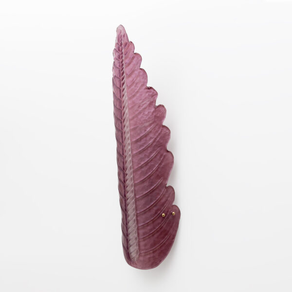 Pair of Murano Glass Amethyst Pink Big Leafs Sconces - Image 3