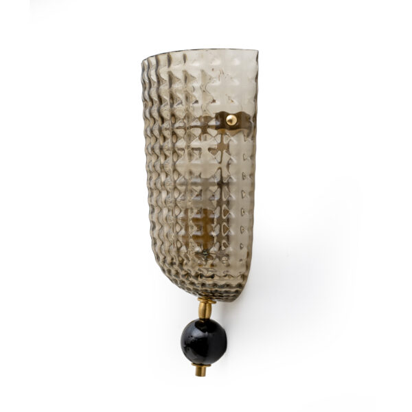 Pair of Art Dèco Style Italian Murano Glass and Brass Sconces - Image 3