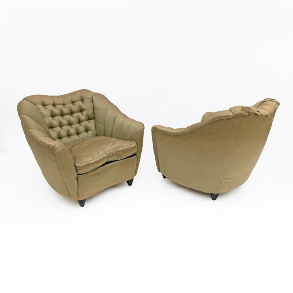 Pair of Gio Ponti Curved Armchairs for Casa e Giardino, 1940s