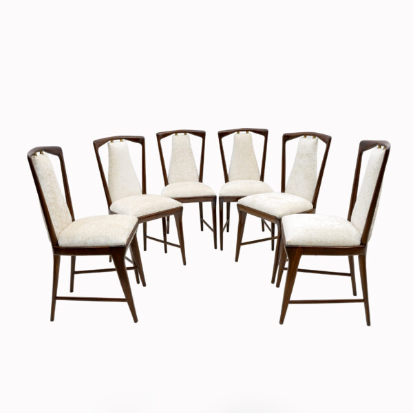 Set of 6 Osvaldo Borsani Italian Bouclè Dining Chairs, 50s