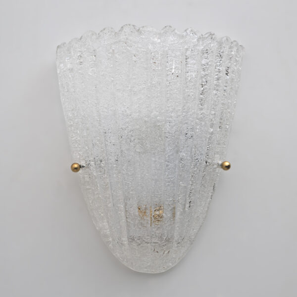 Barovier Style Italian Murano Glass Shell Sconces, 60s, Pair. - Image 7