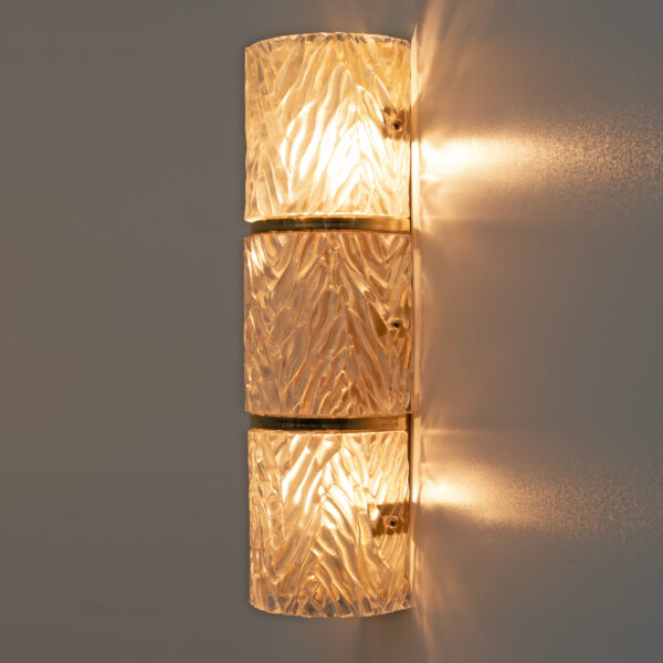 Pair of Brass and Murano Glass Textured Wall Sconces - Image 6