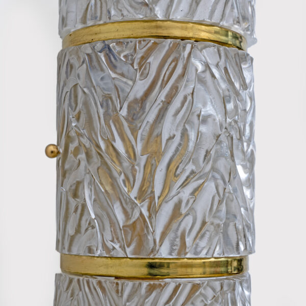 Pair of Brass and Murano Glass Textured Wall Sconces - Image 7