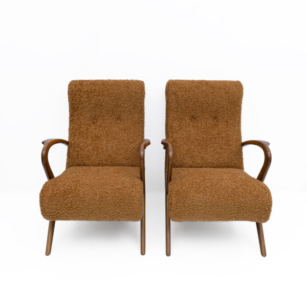 Attribute to Paolo Buffa Italian Bouclè Armchairs, Pair - Image 2