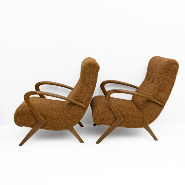 Attribute to Paolo Buffa Italian Bouclè Armchairs, Pair - Image 7