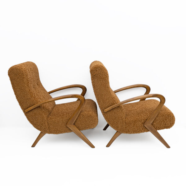 Attribute to Paolo Buffa Italian Bouclè Armchairs, Pair - Image 6