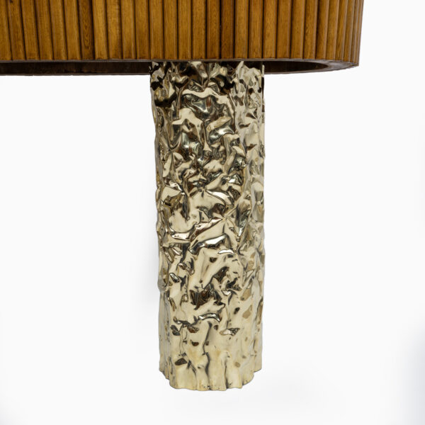 Mid-Century Style Wood and Brass Center Console, Italy, 1990s - Image 8