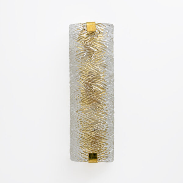 Pair of Italian Brass and Murano Glass Textured Wall Sconces - Image 3