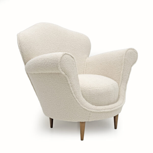 Mid-Century Modern Italian Bouclè Curved Armchair, 1950s