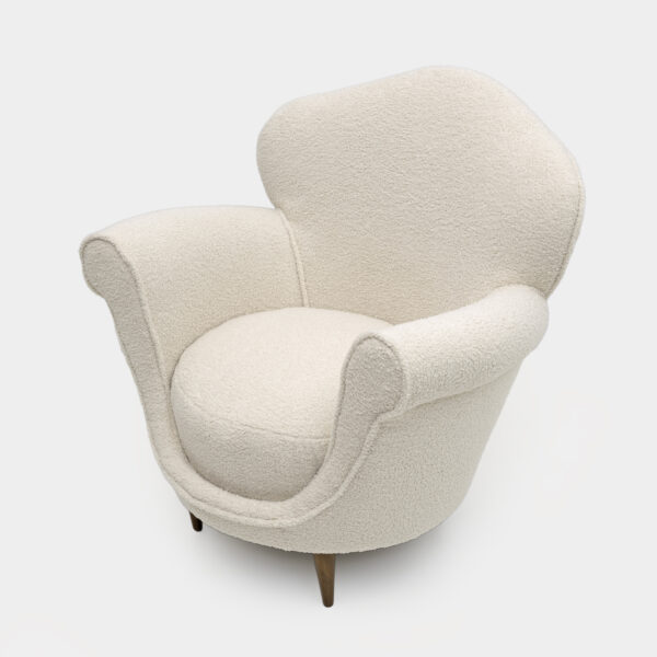 Mid-Century Modern Italian Bouclè Curved Armchair, 1950s - Image 3