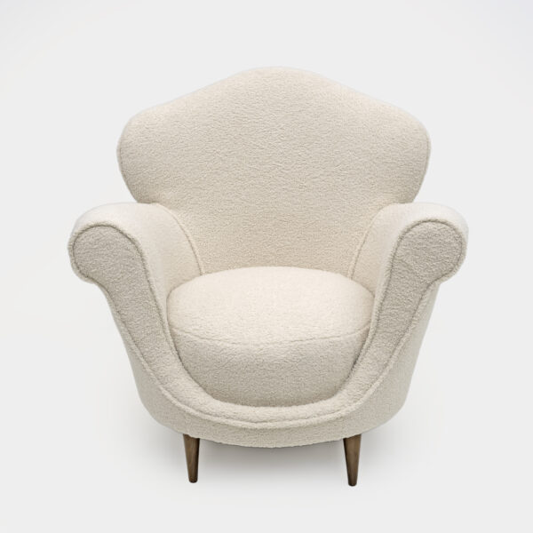 Mid-Century Modern Italian Bouclè Curved Armchair, 1950s - Image 2