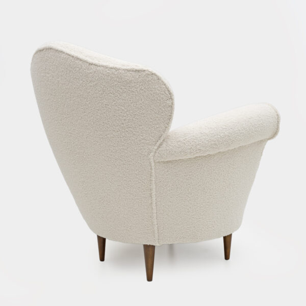 Mid-Century Modern Italian Bouclè Curved Armchair, 1950s - Image 6