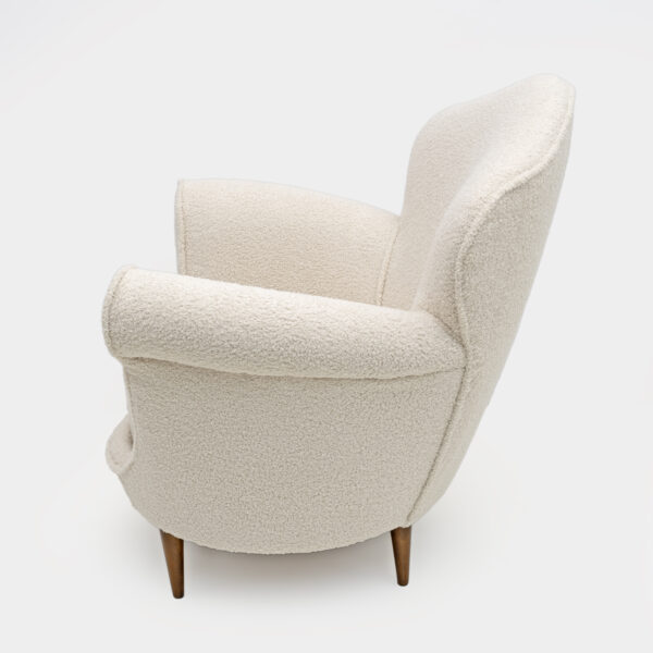 Mid-Century Modern Italian Bouclè Curved Armchair, 1950s - Image 4